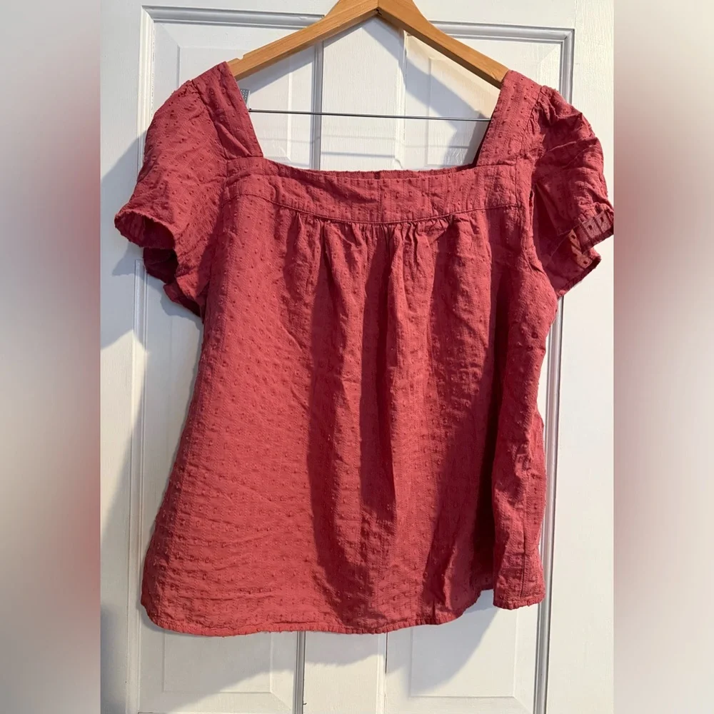 Torrid Textured Coral Square Neck Blouse - Picture 1 of 6